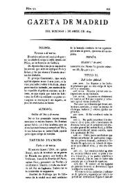 Gazeta de Madrid. 1809. Núm. 92, 2 de abril de 1809 | Biblioteca Virtual Miguel de Cervantes