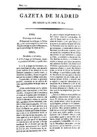 Gazeta de Madrid. 1809. Núm. 119, 29 de abril de 1809 | Biblioteca Virtual Miguel de Cervantes