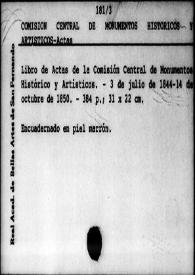 Libros de actas de las sesiones celebradas por la Comisión Central de Monumentos Históricos y Artísticos. (1844-1983) [Manuscritos]. Comisión Central de Monumentos Históricos y Artísticos. Actas. 1844 | Biblioteca Virtual Miguel de Cervantes