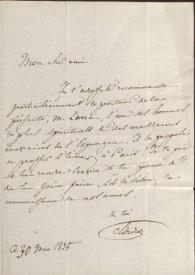 Carta de Charles Didier. 30 de marzo de 1835 | Biblioteca Virtual Miguel de Cervantes