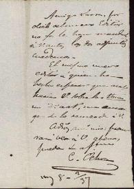 Nota de Eugenio de Ochoa. 8 de febrero de 1837 | Biblioteca Virtual Miguel de Cervantes