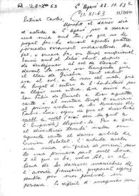 Carta de Eugenio Xammar a Carlos Esplá. 22 de octubre de 1963 | Biblioteca Virtual Miguel de Cervantes