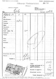 Factura abonada por Carlos Esplá del "Hotel Albergo Ambasciatori", en Milán, agosto 1956 | Biblioteca Virtual Miguel de Cervantes