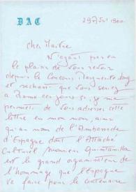 Carta dirigida a Arthur Rubinstein. París (Francia), 29-04-1960 | Biblioteca Virtual Miguel de Cervantes