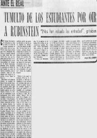 Tumulto de los estudiantes por oir a Rubinstein : "¡Nos han robado las entradas!", gritaban | Biblioteca Virtual Miguel de Cervantes