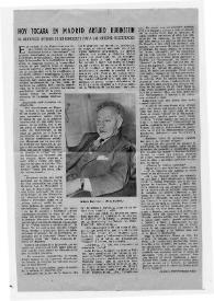 Hoy tocara en Madrid Arturo (Arthur) Rubinstein : El beneficio íntegro de su concierto para los músicos necesitados. | Biblioteca Virtual Miguel de Cervantes