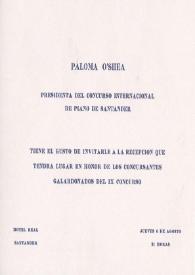 Tarjeta de invitación dirigida a Aniela Rubinstein. Santander (España) | Biblioteca Virtual Miguel de Cervantes