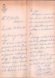 Carta de Perfecto Urra a Fidel Fita sobre la lápida hallada en casa del sr. Sanjuan en Santisteban | Biblioteca Virtual Miguel de Cervantes