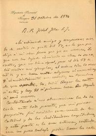 Carta de E. Morera a F. Fita comunicándole su intención de redactar una historia de la Catedral de Tarragona; nueva lectura de la inscripción encontrada en la Puerta de Sta. Tecla y el hallazgo de otras en la catedral y Cementerio Viejo, próximo a ésta / Catedral de Tarragona | Biblioteca Virtual Miguel de Cervantes