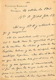 Carta de E. Morera a F. Fita comunicándole el envío de clichés y calcos de dos lápidas hebreas y de la inscripción del obispo Cipriano / Sociedad Arqueológica | Biblioteca Virtual Miguel de Cervantes