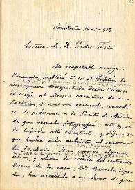 Carta de Juan Sanguino y Michel a F. Fita sobre inscripciones de Cáceres; envía fotografías de una inscripción latina y otra griega y dibujo de un epígrafe de un ara de Valdelacasa / Comisión de Monumentos (Cáceres); Diputación (Cáceres); Museo de Cáceres; | Biblioteca Virtual Miguel de Cervantes