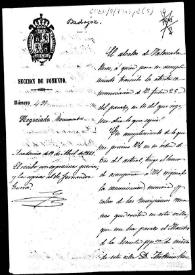 Oficio del Gobernador Civil de Badajoz en el que transcribe la comunicación que le envía el alcalde de Valdecaballeros, donde se comunica la realización de la memoria y calcos de las inscripciones romanas por el maestro de la villa Antonio Sierra. | Biblioteca Virtual Miguel de Cervantes