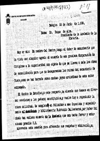 Carta del Presidente del Centro de Estudios Extremeños en la que felicita a la Academia de la Historia por haber acordado el inicio de las obras de restauración del Monasterio de Yuste | Biblioteca Virtual Miguel de Cervantes