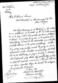 Minuta de oficio en la que se agradece el propósito de proceder a la exploración arqueológica del cerro de la Mirandilla, al tiempo que remite, en paquete separado, un ejemplar del Boletín de la Academia con un trabajo de Ángel Govantes que trata del sitio en cuestión. | Biblioteca Virtual Miguel de Cervantes