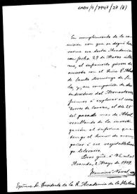 Oficio de remisión del informe sobre las exploraciones arqueológicas en el cerro de la Mirandilla. | Biblioteca Virtual Miguel de Cervantes