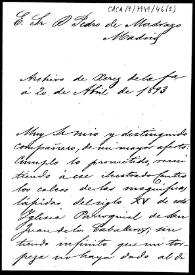 Carta de remisión de dos calcos de inscripciones del siglo XV, una serie de retratos de personajes célebres y un documento relativo a la Reina María Cristina e Isabel II, así como facsímiles de dos monedas islámicas y una romana, que posee Javier Piñero. | Biblioteca Virtual Miguel de Cervantes