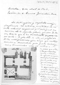 Carta en la que se describen detalladamente los baños islámicos, y su relación con el alcázar y, especialmente, la torre de Belén, ilustrado con varios dibujos a tinta | Biblioteca Virtual Miguel de Cervantes