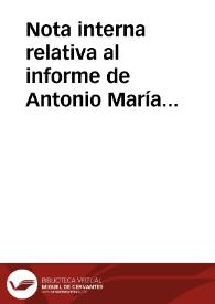 Nota interna relativa al informe de Antonio María Fabié sobre la obra de Manuel Rodríguez de Berlanga | Biblioteca Virtual Miguel de Cervantes