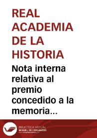 Nota interna relativa al premio concedido a la memoria y planos de la Vía Romana de Astorga a Palencia | Biblioteca Virtual Miguel de Cervantes