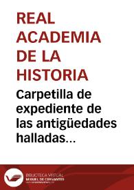 Carpetilla de expediente de las antigüedades halladas en Mazarrón (Murcia) | Biblioteca Virtual Miguel de Cervantes