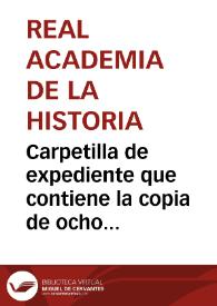 Carpetilla de expediente que contiene la copia de ocho inscripciones romanas halladas en Tarragona y un epígrafe hebreo en Barcelona, remitidas a la Academia en 1836. | Biblioteca Virtual Miguel de Cervantes