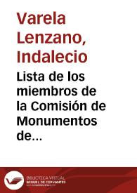 Lista de los miembros de la Comisión de Monumentos de Lugo | Biblioteca Virtual Miguel de Cervantes