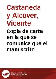 Copia de carta en la que se comunica que el manuscrito de la "Historia de California" del Padre Venegas, propiedad de la Academia, ha sido ofrecido en venta en Estados Unidos. | Biblioteca Virtual Miguel de Cervantes