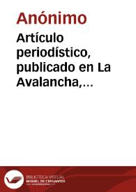 Artículo periodístico, publicado en La Avalancha, sobre la Iglesia de San Ignacio de Pamplona. | Biblioteca Virtual Miguel de Cervantes