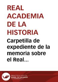 Carpetilla de expediente de la memoria sobre el Real Monasterio de Fitero de Vicente Lampérez y Romea. | Biblioteca Virtual Miguel de Cervantes