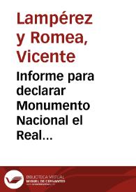 Informe para declarar Monumento Nacional el Real Monasterio de Fitero, emitido y aprobado por la Real Academia de Bellas Artes de San Fernando el 2 de julio de 1900. Impreso en el Boletín de la Real Academia de la Historia, tomo XLVI, p. 286- 301. | Biblioteca Virtual Miguel de Cervantes