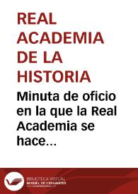 Minuta de oficio en la que la Real Academia se hace eco de las noticias aparecidas en el Diario de Tarragona, que acusa a su Ayuntamiento de estar derribando la muralla. Se pide al Ministerio que envíe urgentes telegramas al Gobernador y al Alcalde de Tarragona para que se paralice el derribo. | Biblioteca Virtual Miguel de Cervantes