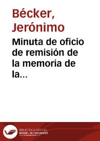 Minuta de oficio de remisión de la memoria de la excavación realizada por Ángel del Arco y que la Junta Superior de Excavaciones había enviado a la Academia con fecha 9-12-1921. La memoria había sido enviada a la Academia para que ésta pudiese elaborar su informe sobre la conveniencia o no de conservar el muro encontrado durante las obras de construcción de un mercado municipal. Una vez hecho el informe la Academia devuelve la memoria a la Junta Superior de Excavaciones y Antigüedades. | Biblioteca Virtual Miguel de Cervantes