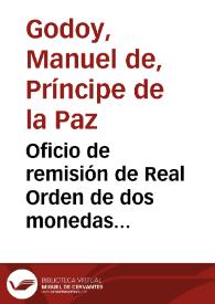 Oficio de remisión de Real Orden de dos monedas antiguas de plata halladas junto con otros materiales en las excaviones de la montaña de Santa Engracia. | Biblioteca Virtual Miguel de Cervantes