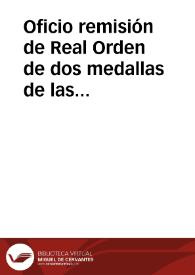 Oficio remisión de Real Orden de dos medallas de las acuñadas por el Ayuntamiento constitucional de Barcelona para conmemorar la construcción del ferrocarril de Barcelona a Mataró. | Biblioteca Virtual Miguel de Cervantes