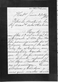 Carta de la viuda del correspondiente Álvarez de Aguiñiga en la que notifica que el monetario de su marido, donado a la Academia, ha pasado a manos de José Urrutia, comisionado por el Gobierno General de la Isla de Cuba. | Biblioteca Virtual Miguel de Cervantes