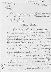 Borrador de la carta en la que se solicita que el Departamento de Grabado de la Casa de la Moneda cumpla la Real Orden de 1833, por la cual un ejemplar de todas las monedas o medallas acuñadas por dicho departamento deben donarse a la Biblioteca Nacional, a la Junta de Aranceles y a la Real Academia de la Historia. | Biblioteca Virtual Miguel de Cervantes