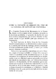 Informe sobre el proyecto de derribo del coro de la Catedral de Santiago de Compostela / F. J. Sánchez Cantón | Biblioteca Virtual Miguel de Cervantes