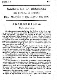 Gaceta de la Regencia de España e Indias. Año 1810. Núm. 22, 8 de mayo de 1810 | Biblioteca Virtual Miguel de Cervantes