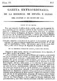 Gaceta de la Regencia de España e Indias. Año 1810. Núm. 26, Gazeta Extraordinaria 17 de mayo de 1810 | Biblioteca Virtual Miguel de Cervantes