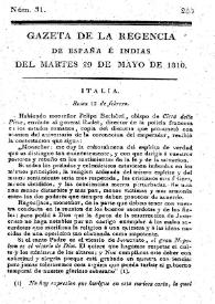 Gaceta de la Regencia de España e Indias. Año 1810. Núm. 31, 29 de mayo de 1810 | Biblioteca Virtual Miguel de Cervantes