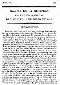 Gaceta de la Regencia de España e Indias. Año 1810. Núm. 45, 17 de julio de 1810 | Biblioteca Virtual Miguel de Cervantes