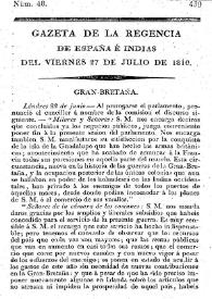 Gaceta de la Regencia de España e Indias. Año 1810. Núm. 48, 27 de julio de 1810 | Biblioteca Virtual Miguel de Cervantes