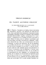 Charlas académicas : el Padre Alfonso Chacón, el indiscutible iniciador de la Arqueología de la Arte Cristiana / Elías Tormo | Biblioteca Virtual Miguel de Cervantes