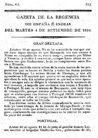 Gaceta de la Regencia de España e Indias. Año 1810. Núm. 64, 4 de septiembre de 1810 | Biblioteca Virtual Miguel de Cervantes