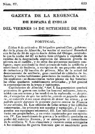 Gaceta de la Regencia de España e Indias. Año 1810. Núm. 67, 14 de septiembre de 1810 | Biblioteca Virtual Miguel de Cervantes