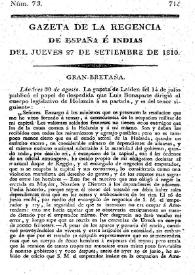 Gaceta de la Regencia de España e Indias. Año 1810. Núm. 73, 27 de septiembre de 1810 | Biblioteca Virtual Miguel de Cervantes