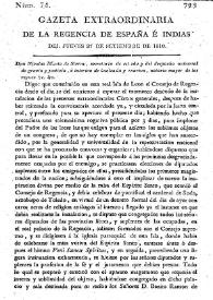 Gaceta de la Regencia de España e Indias. Año 1810. Núm. 74, Gazeta Extraordinaria 27 de septiembre de 1810 | Biblioteca Virtual Miguel de Cervantes