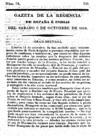 Gaceta de la Regencia de España e Indias. Año 1810. Núm. 78, 6 de octubre de 1810 | Biblioteca Virtual Miguel de Cervantes