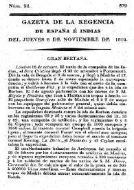 Gaceta de la Regencia de España e Indias. Año 1810. Núm. 92, 8 de noviembre de 1810 | Biblioteca Virtual Miguel de Cervantes