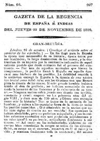 Gaceta de la Regencia de España e Indias. Año 1810. Núm. 98, 22 de noviembre de 1810 | Biblioteca Virtual Miguel de Cervantes